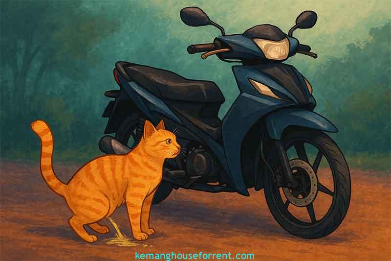 motor dikencingi kucing pertanda apa