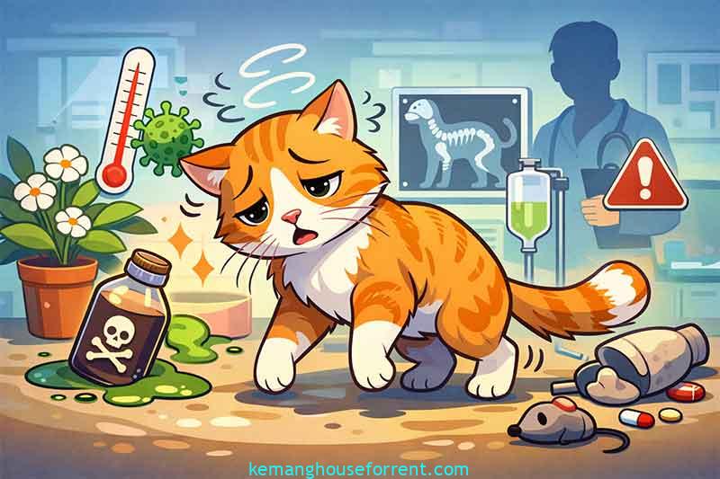 kenapa kucing lemas dan jalan sempoyongan